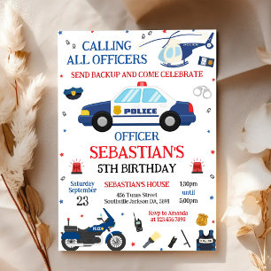 Convite de Aniversário Infantil Oficial de Polícia