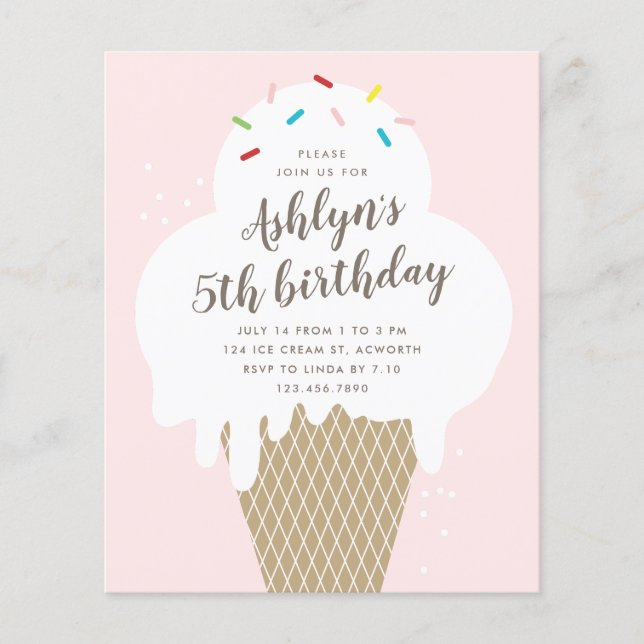 Convite de aniversário infantil para festa de sorv (Frente)