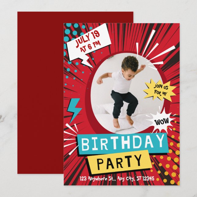 Convite de Aniversário Infantil Personalizado com  (Frente/Verso)