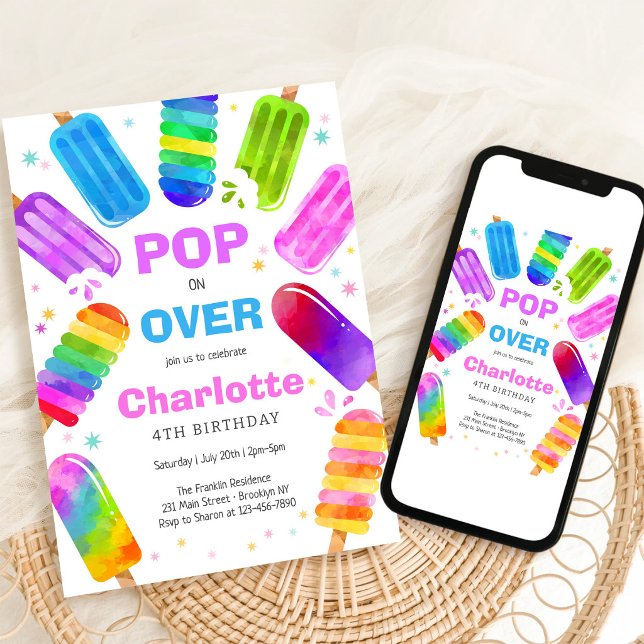 Convite de Aniversário Infantil Sorvete Pop (Criador carregado)