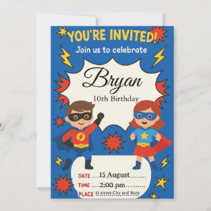 Convite de Aniversário Infantil Super-Herói   Esti