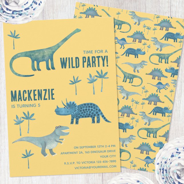 Convite de Aniversário Infantil Tema Dinossauro (Fun dinosaur personalized kids birthday party invitation)