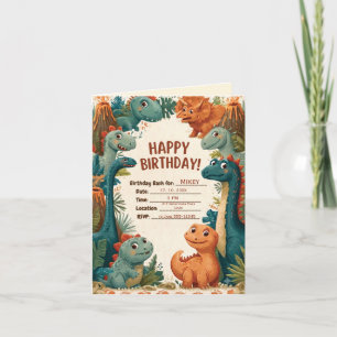Convite de Aniversário Infantil Tema Dinossauro Fo