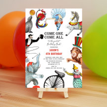 Convite de Aniversário Infantil Temático de Circo 