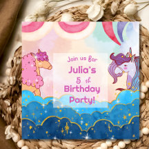 Convite de Aniversário Infantil Unicórnio Pastel