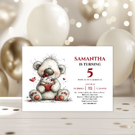 Convite de Aniversário Infantil Urso Teddy Caprich
