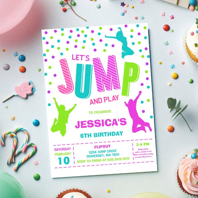 Convite de Aniversário Infantil Vamos Saltar e Bri (Criador carregado)