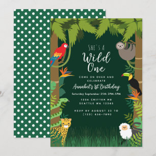 Convite de Aniversário Infantil Wild One Jungle