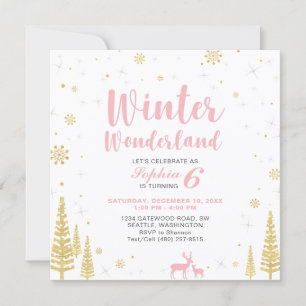 Convite de Aniversário Infantil Winter Wonderland 
