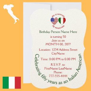 Convite de Aniversário Italiano Americano