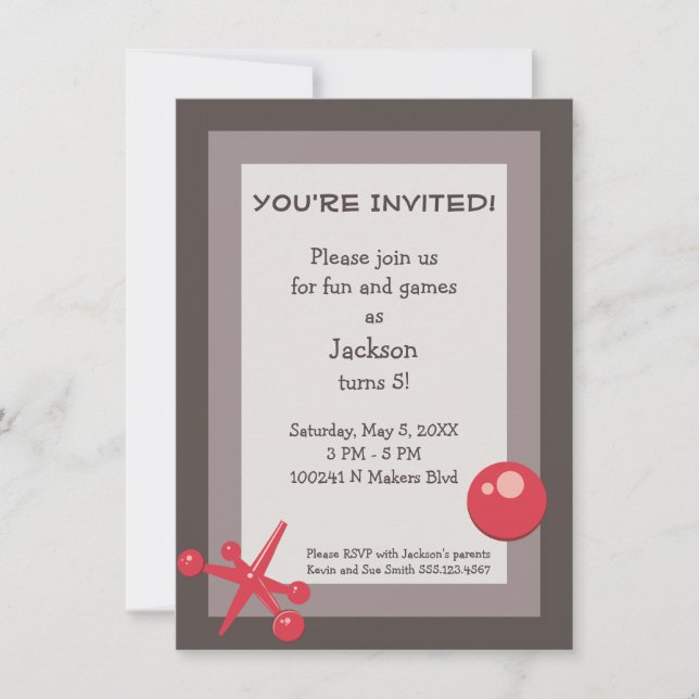 Convite de aniversário - Jacks de diversão e jogos (Frente)