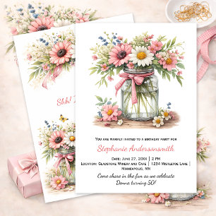 Convite de Aniversário Jar de Flores Rosas