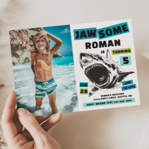 Convite de Aniversário Jaw-Some Photo Shark