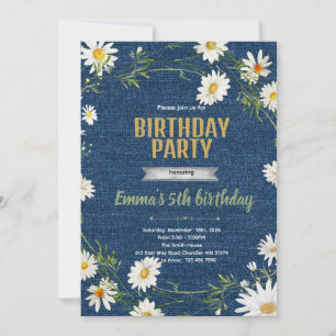 convite de aniversário jean denim daisy