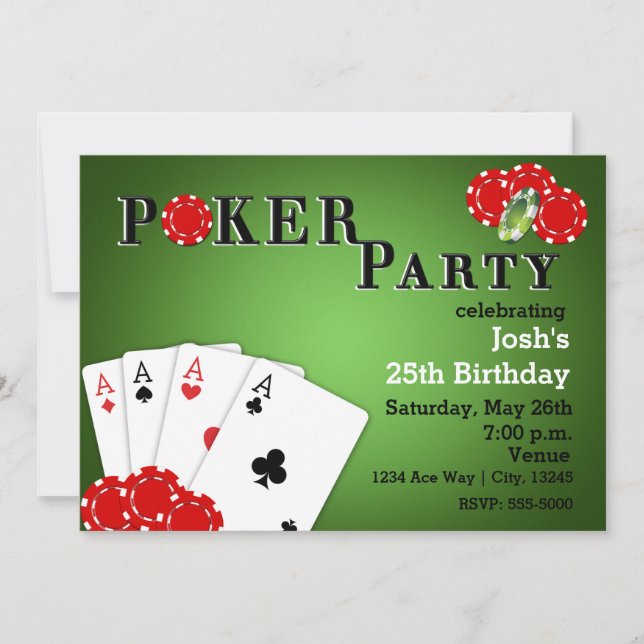 Convite de Aniversário Jogo de Cassino Festa de Pô (Frente)