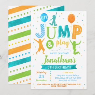 Convite de Aniversário Jump Bounce Trampoline Park