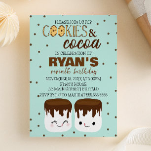 Convite de Aniversário Kawaii de Cookies e Cacau