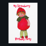 Convite de aniversário Kid de Morango Cugado<br><div class="desc">De uma imagem de vintage. Altere as informações com suas próprias informações</div>