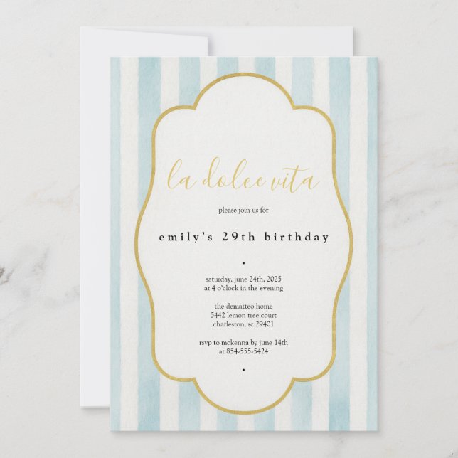 Convite de aniversário La Dolce Vita (Frente)
