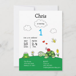Convite de aniversário Ladybug da Tartaruga