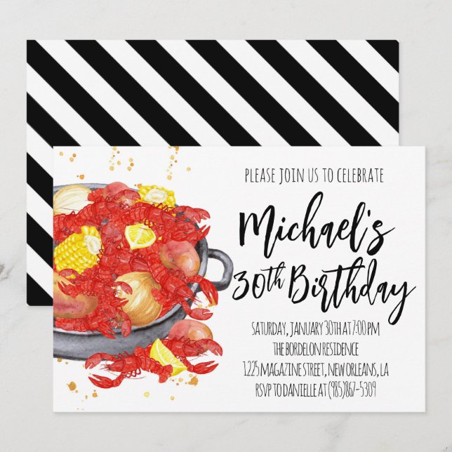 Convite de Aniversário Lagostim (Frente/Verso)