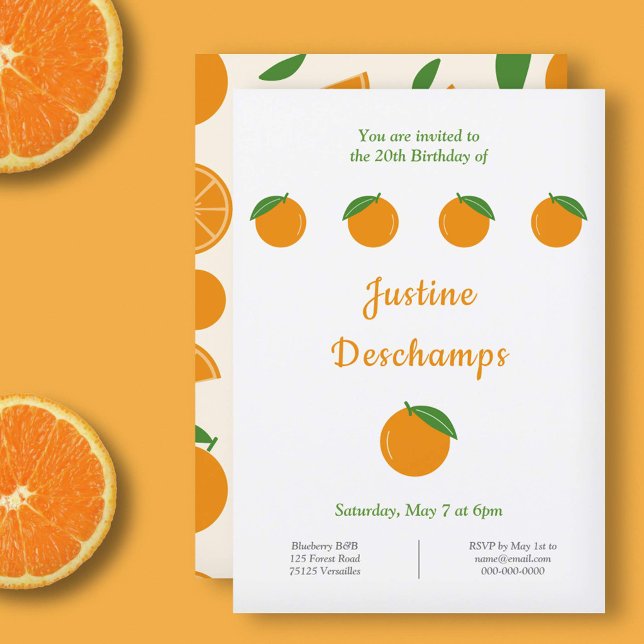 Convite de aniversário laranja (Orange Birthday Invitation)