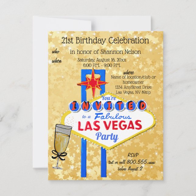 Convite de aniversário Las Vegas (Frente)