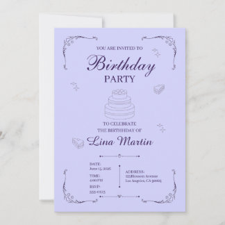 Convite de Aniversário Lavanda