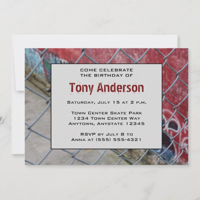 Convite de aniversário legal urbano (Frente)