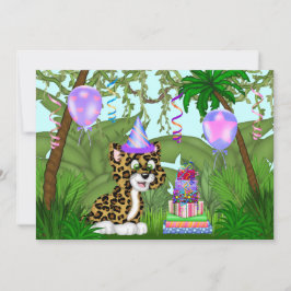 Convite de aniversário-Leopardo-da-selva