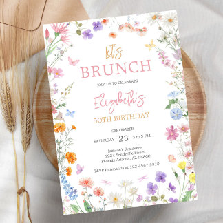 Convite de Aniversário Let's Brunch Wildflower
