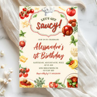 Convite de Aniversário Let's Get Saucy