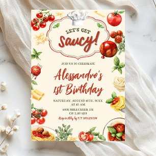 Convite de Aniversário Let's Get Saucy