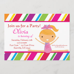 Convite de aniversário listrado do Gymnast