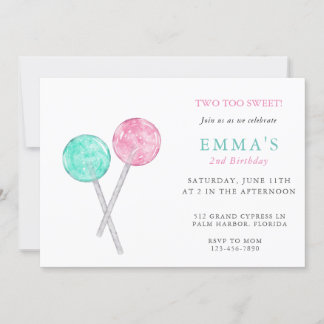 Convite de aniversário Lollipop de Aquarela