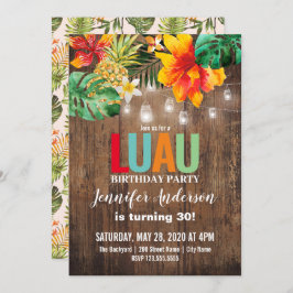 Convite de aniversário Luau