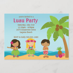 Convite de aniversário Luau