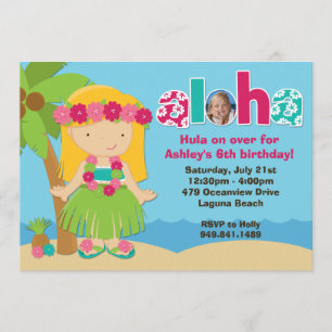 Convite de aniversário Luau