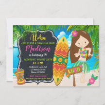 Convite de Aniversário Luau Aloha Convites