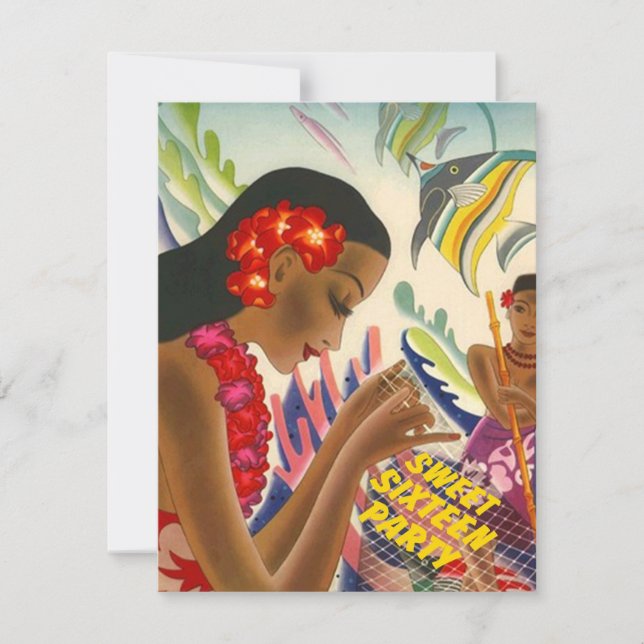 CONVITE DE ANIVERSÁRIO LUAU DO DOCE 16 TROPICAL (Frente)