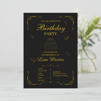 Convite de Aniversário Luxo Dourado
