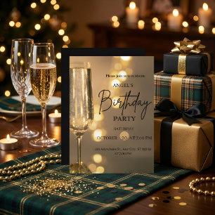 Convite de Aniversário Luxo Luzes Douradas