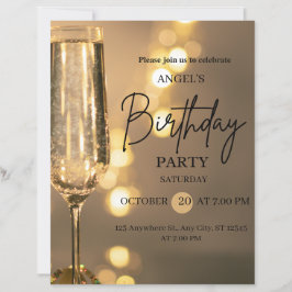 Convite de Aniversário Luxo Luzes Douradas