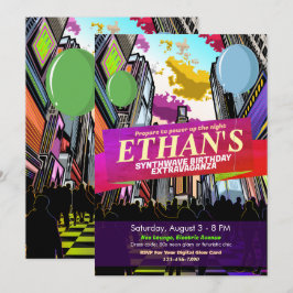 Convite de Aniversário Luzes da Cidade da Metrópol