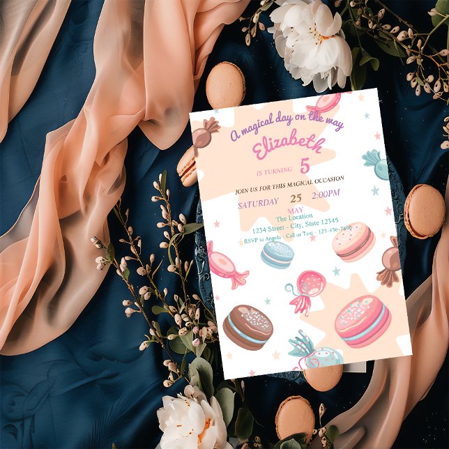 Convite de Aniversário Macarons Doce (Criador carregado)