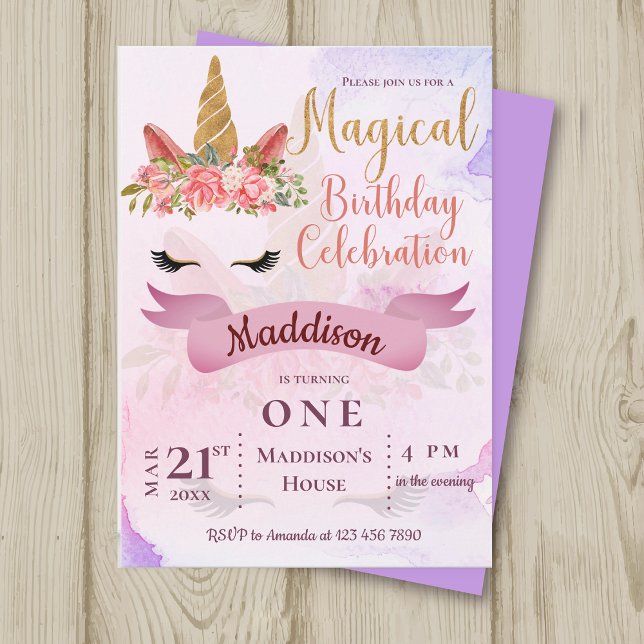 Convite de aniversário Magical Pastel Unicorn (Magical Pastel Unicorn Birthday Party Invitation)