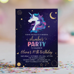 Convite de aniversário Magical Unicorn Slumber