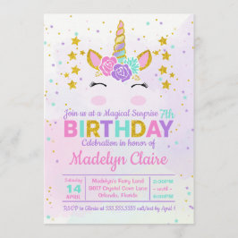 Convite de aniversário Magical Unicorn Surprise