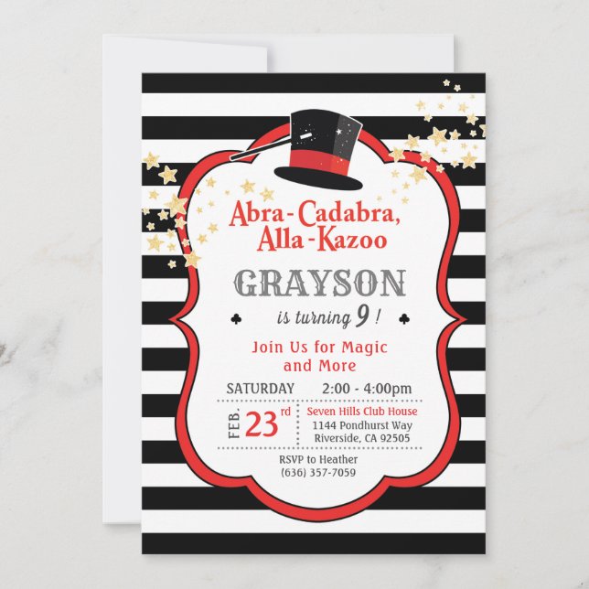 Convite de aniversário mágico (Frente)