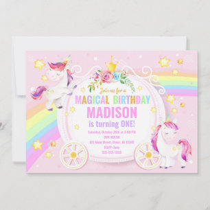 Convite de aniversário mágico da Unicórn / Whimsic